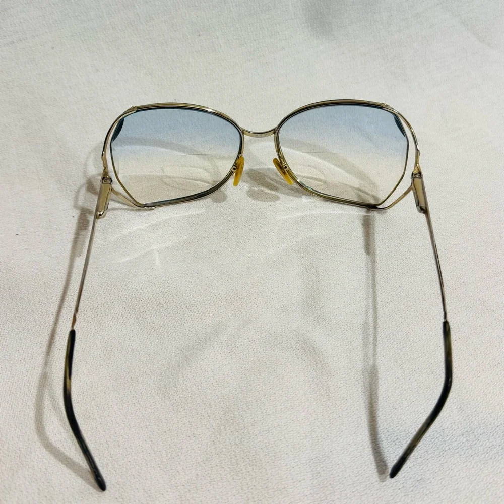 Vtg 80s Safilo Elasta Butterfly Sunglasses Blue Gradient Lenses Italy Oversized